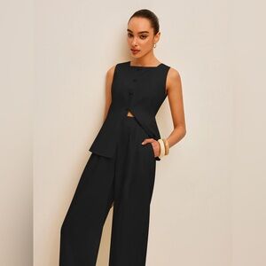 Commense Black Wide-Leg Jumpsuit
